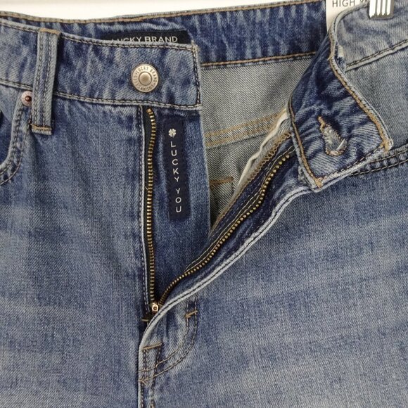 Lucky Brand Bermuda Shorts Women's 29 Blue Denim High Rise Distressed Cotton - Picture 3 of 8